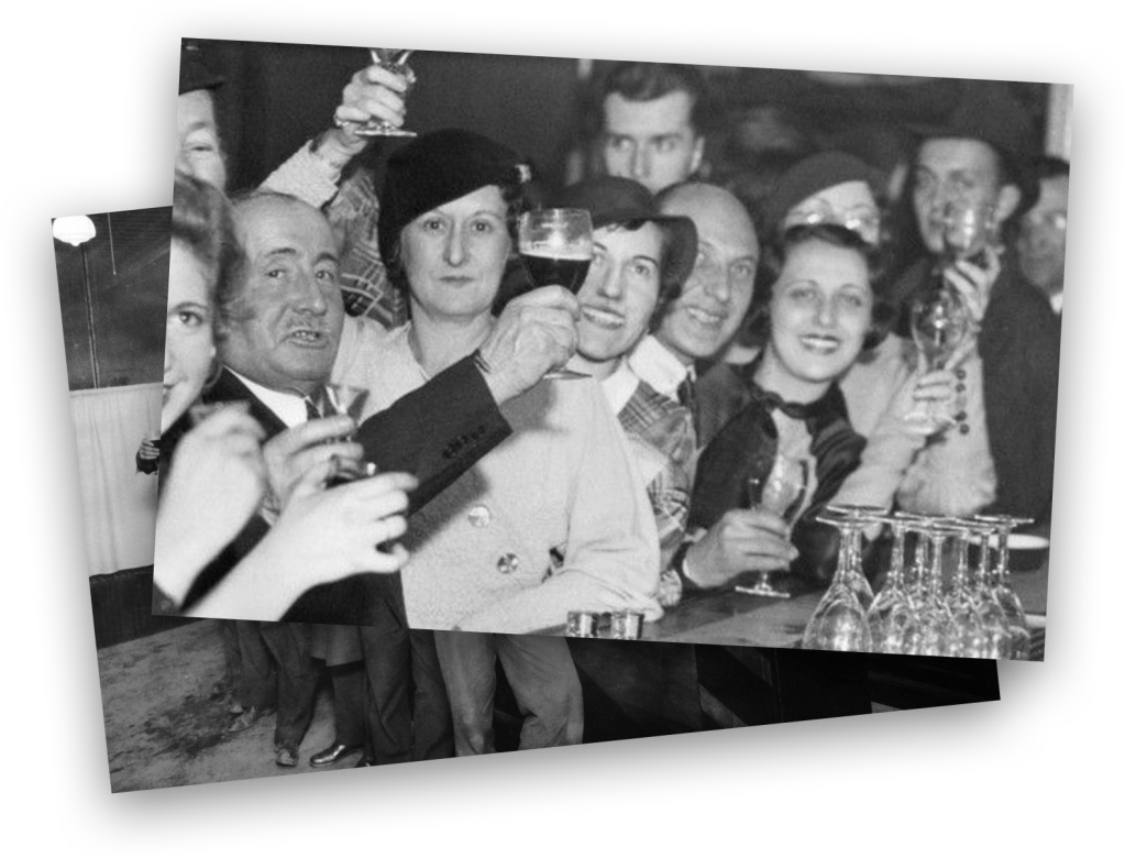 Vintage photograph of people celebrating together